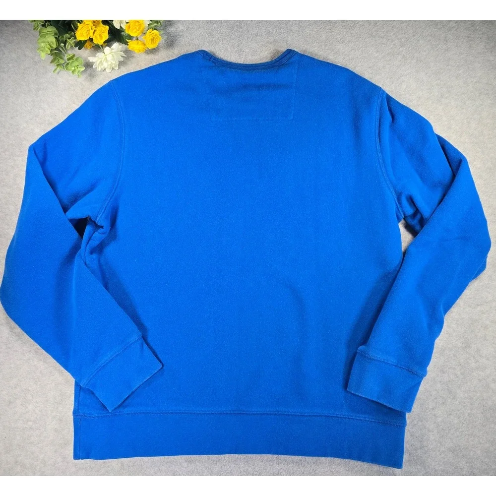 Lands End Serious Sweats Mens Medium Blue Crewneck Fleece Sweatshirt Cozy